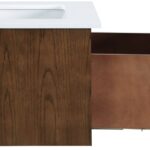Leonardo 24" White Engineered Stone And Solid Wood Wall Mounted Bathroom Vanity