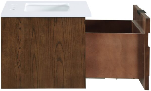 Leonardo 24" White Engineered Stone And Solid Wood Wall Mounted Bathroom Vanity