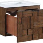 Leonardo 24" White Engineered Stone And Solid Wood Wall Mounted Bathroom Vanity