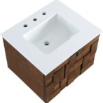 Leonardo 24" White Engineered Stone And Solid Wood Wall Mounted Bathroom Vanity