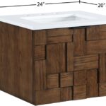 Leonardo 24" White Engineered Stone And Solid Wood Wall Mounted Bathroom Vanity