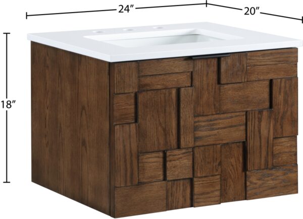 Leonardo 24" White Engineered Stone And Solid Wood Wall Mounted Bathroom Vanity