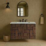 Leonardo 30" White Engineered Stone And Solid Wood Wall Mounted Bathroom Vanity