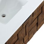 Leonardo 30" White Engineered Stone And Solid Wood Wall Mounted Bathroom Vanity