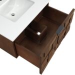 Leonardo 30" White Engineered Stone And Solid Wood Wall Mounted Bathroom Vanity