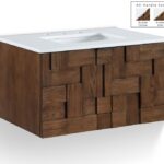 Leonardo 30" White Engineered Stone And Solid Wood Wall Mounted Bathroom Vanity