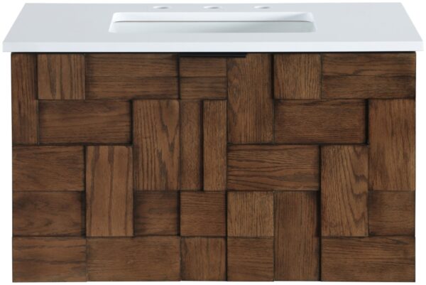 Leonardo 30" White Engineered Stone And Solid Wood Wall Mounted Bathroom Vanity