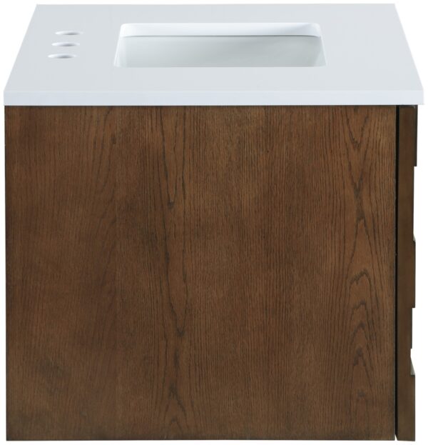 Leonardo 30" White Engineered Stone And Solid Wood Wall Mounted Bathroom Vanity