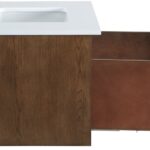Leonardo 30" White Engineered Stone And Solid Wood Wall Mounted Bathroom Vanity