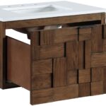 Leonardo 30" White Engineered Stone And Solid Wood Wall Mounted Bathroom Vanity