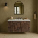 Leonardo 36" White Engineered Stone And Solid Wood Wall Mounted Bathroom Vanity