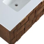 Leonardo 36" White Engineered Stone And Solid Wood Wall Mounted Bathroom Vanity