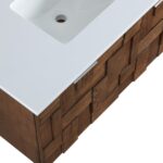 Leonardo 36" White Engineered Stone And Solid Wood Wall Mounted Bathroom Vanity