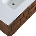 Leonardo 36" White Engineered Stone And Solid Wood Wall Mounted Bathroom Vanity
