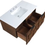 Leonardo 36" White Engineered Stone And Solid Wood Wall Mounted Bathroom Vanity