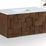 Leonardo 36" White Engineered Stone And Solid Wood Wall Mounted Bathroom Vanity