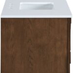 Leonardo 36" White Engineered Stone And Solid Wood Wall Mounted Bathroom Vanity