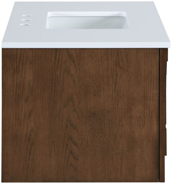 Leonardo 36" White Engineered Stone And Solid Wood Wall Mounted Bathroom Vanity