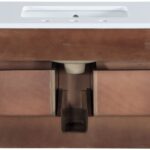 Leonardo 36" White Engineered Stone And Solid Wood Wall Mounted Bathroom Vanity