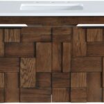 Leonardo 36" White Engineered Stone And Solid Wood Wall Mounted Bathroom Vanity