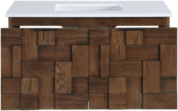 Leonardo 36" White Engineered Stone And Solid Wood Wall Mounted Bathroom Vanity