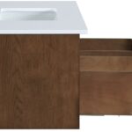 Leonardo 36" White Engineered Stone And Solid Wood Wall Mounted Bathroom Vanity