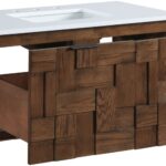 Leonardo 36" White Engineered Stone And Solid Wood Wall Mounted Bathroom Vanity