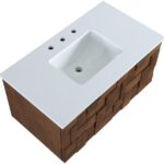 Leonardo 36" White Engineered Stone And Solid Wood Wall Mounted Bathroom Vanity