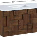 Leonardo 36" White Engineered Stone And Solid Wood Wall Mounted Bathroom Vanity