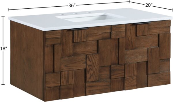 Leonardo 36" White Engineered Stone And Solid Wood Wall Mounted Bathroom Vanity