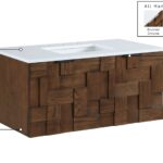 Leonardo 36" White Engineered Stone And Solid Wood Wall Mounted Bathroom Vanity