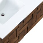 Leonardo 48" White Engineered Stone And Solid Wood Wall Mounted Bathroom Vanity