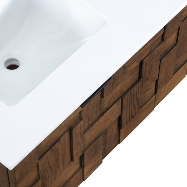 Leonardo 48" White Engineered Stone And Solid Wood Wall Mounted Bathroom Vanity