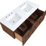 Leonardo 48" White Engineered Stone And Solid Wood Wall Mounted Bathroom Vanity
