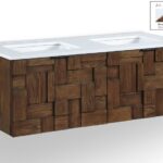 Leonardo 48" White Engineered Stone And Solid Wood Wall Mounted Bathroom Vanity