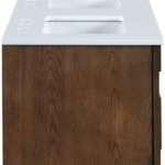 Leonardo 48" White Engineered Stone And Solid Wood Wall Mounted Bathroom Vanity