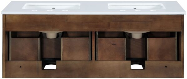 Leonardo 48" White Engineered Stone And Solid Wood Wall Mounted Bathroom Vanity