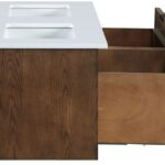 Leonardo 48" White Engineered Stone And Solid Wood Wall Mounted Bathroom Vanity