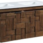 Leonardo 48" White Engineered Stone And Solid Wood Wall Mounted Bathroom Vanity