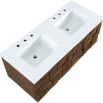 Leonardo 48" White Engineered Stone And Solid Wood Wall Mounted Bathroom Vanity