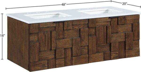 Leonardo 48" White Engineered Stone And Solid Wood Wall Mounted Bathroom Vanity