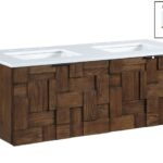 Leonardo 48" White Engineered Stone And Solid Wood Wall Mounted Bathroom Vanity