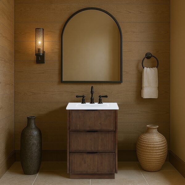 Willard 24" White Engineered Stone And Solid Wood Bathroom Vanity