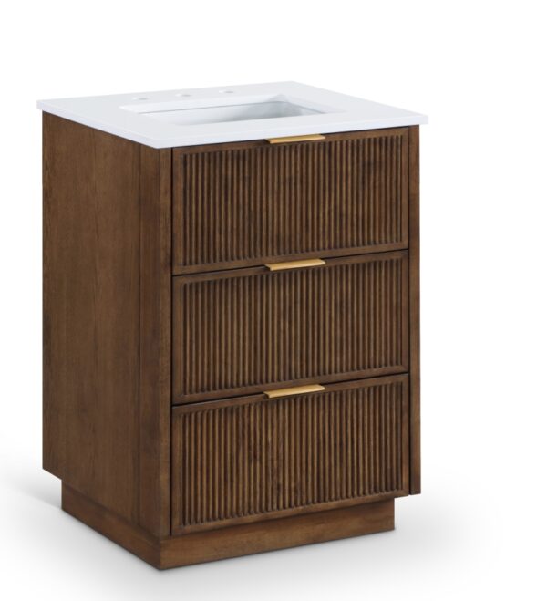 Willard 24" White Engineered Stone And Solid Wood Bathroom Vanity