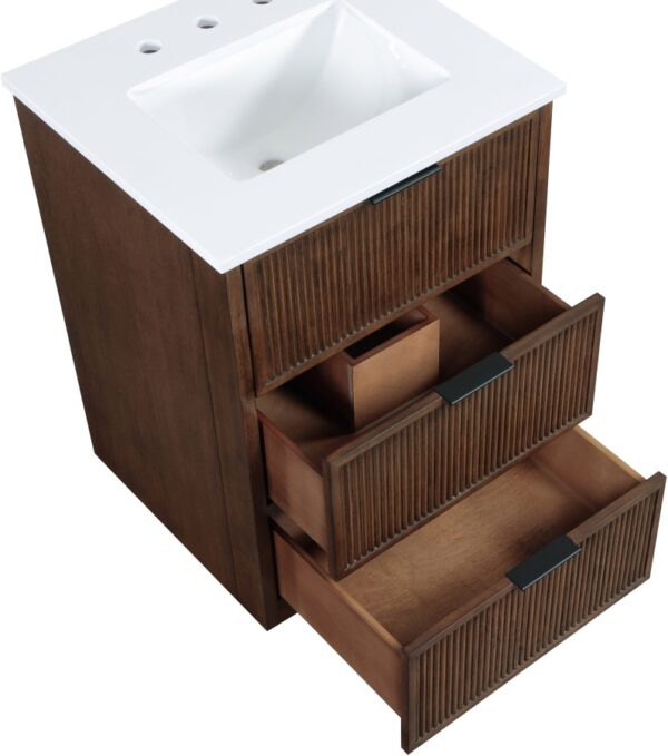 Willard 24" White Engineered Stone And Solid Wood Bathroom Vanity