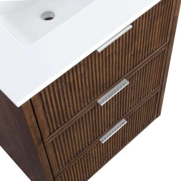 Willard 24" White Engineered Stone And Solid Wood Bathroom Vanity
