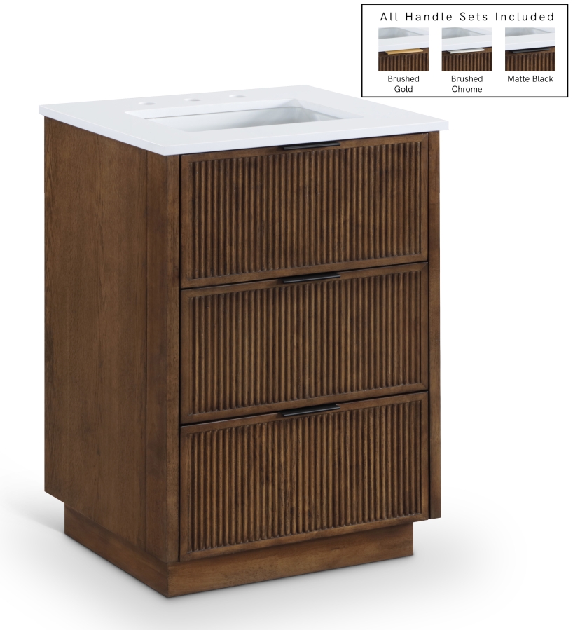 Willard 24" White Engineered Stone And Solid Wood Bathroom Vanity