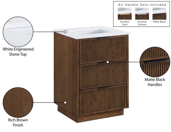 Willard 24" White Engineered Stone And Solid Wood Bathroom Vanity