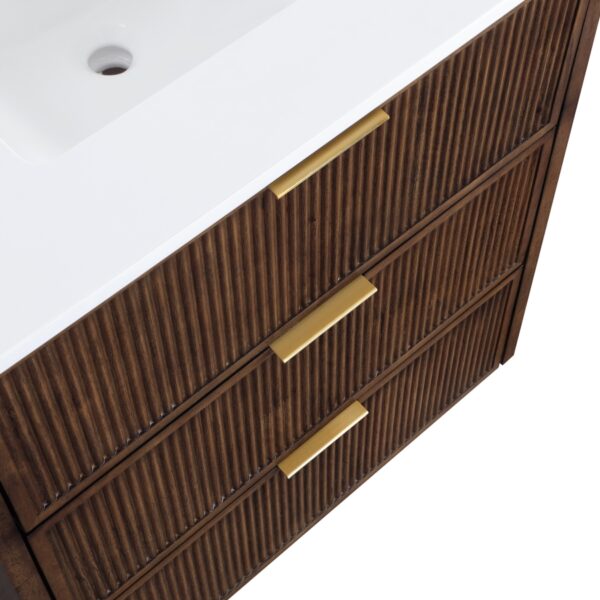 Willard 30" White Engineered Stone And Solid Wood Bathroom Vanity