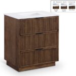 Willard 30" White Engineered Stone And Solid Wood Bathroom Vanity